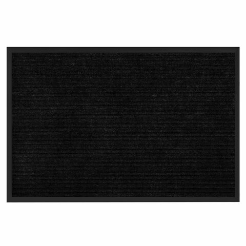 Коврик придверный 60х90 см, ЧЕРНЫЙ, влаго-грязезащитный, 430 г/м2, ребристый, ЛЮБАША СТАНДАРТ, 701034