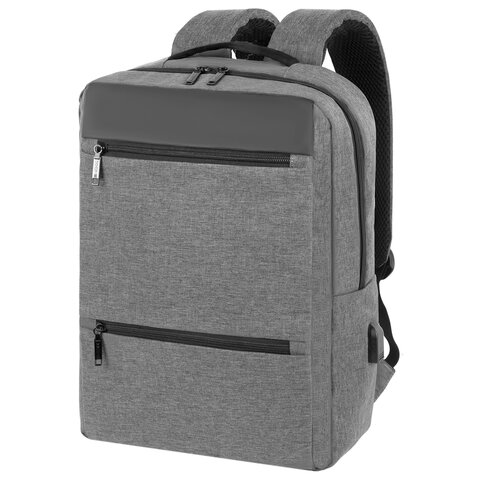 Рюкзак HEIKKI PANEL (ХЕЙКИ), отделение для ноутбука, USB-порт, серый, 44x30x13 см, 273903