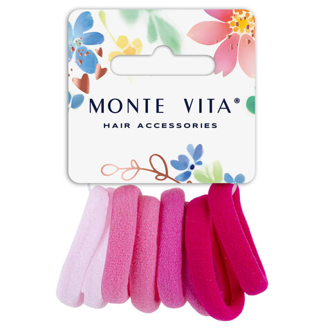 Резинки для волос НАБОР 8 шт., мягкие, средние, оттенки розового, MONTE VITA (МОНТЕ ВИТА), 457048
