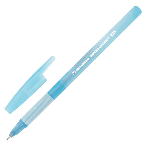 Ручка шариковая с грипом BRAUBERG "i-STICK POINT LIGHT BLUE", СИНЯЯ, пишущий узел 0,7 мм, линия письма 0,35 мм, 144383