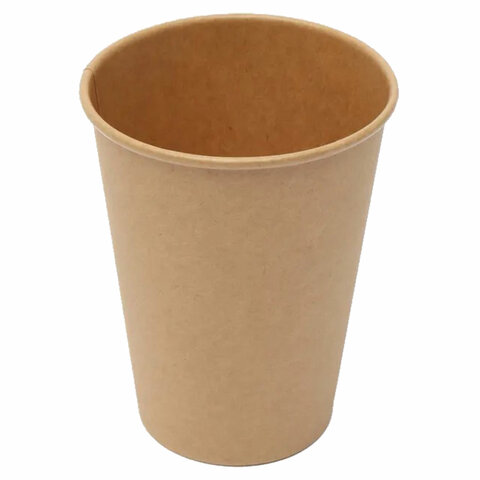 Стакан одноразовый бумажный 350/410 мл, D 90 мм, КОМПЛЕКТ 50 шт., однослойный, холодное/горячее, LAIMA ECO CRAFT, 608370