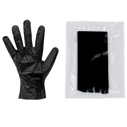 Перчатки одноразовые, эластомер TPE, КОМПЛЕКТ 50 пар, индивидуальная упаковка, размер L, черные, ELEGREEN, ГППVТЭлЧ-L ИНД1