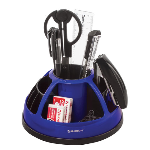 Канцелярский набор BRAUBERG "ULTRA", 10 предметов, вращающаяся конструкция, черно-синий, 231930