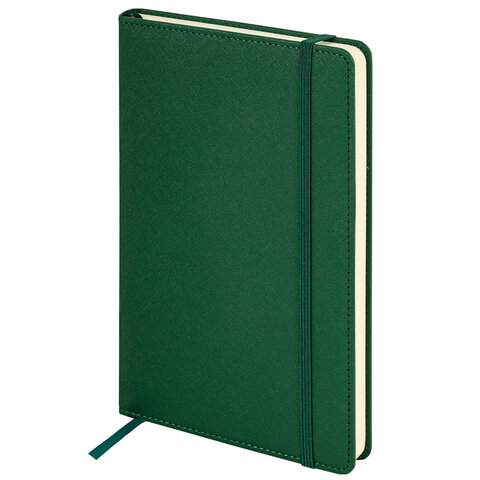 Ежедневник недатированный А5 138х213 мм, BRAUBERG "Base", под кожу, 160 л., темно-зеленый, 116257