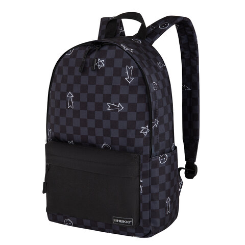 Рюкзак HEIKKI POSITIVE (ХЕЙКИ) универсальный, карман-антивор, "Gray Chess", 42х28х14 см, 273855