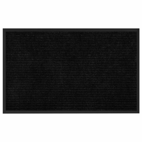 Коврик придверный 50х80 см, ЧЕРНЫЙ, влаго-грязезащитный, 430 г/м2, ребристый, ЛЮБАША СТАНДАРТ, 701032