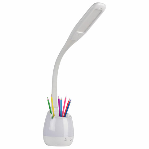 Настольная лампа / светильник с органайзером и держателем для телефона, "4 в 1", LED, 5 Вт, белый, DASWERK (ДАСВЕРК), 238326