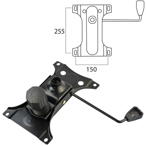 Механизм качания BRABIX Топ-ган для кресла, 150х255 мм, межцентровое расстояние крепежа, 532006
