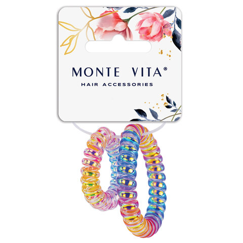 Резинки для волос НАБОР 2 шт., диаметр 5,5 и 3,5 см, пружинка, разноцветные, MONTE VITA (МОНТЕ ВИТА), 457063