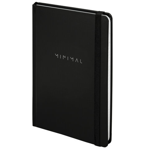 Блокнот с резинкой в клетку 96 л., А5, 145х203 мм, твердая обложка, BRAUBERG, "Minimal", чёрный, 115532