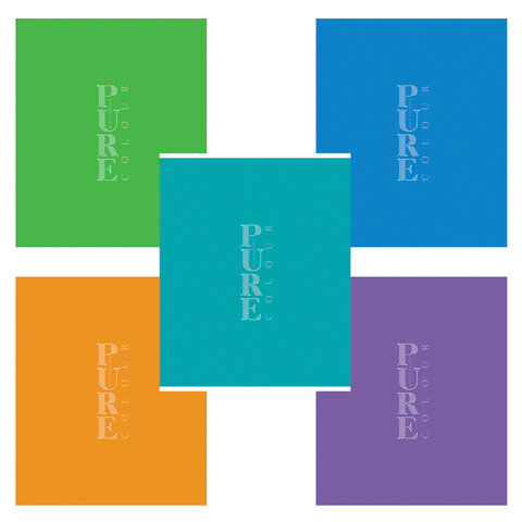 Тетрадь А5, 48 л. HATBER-ECO скоба, офсет №2 ЭКОНОМ, линия, обложка картон, PUREcolour (микс), 092116, 48Т5C2