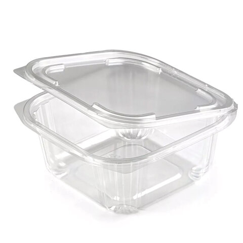 Одноразовый контейнер квадратный 500 мл, С КРЫШКОЙ ЮП-РКСП, КОМПЛЕКТ 400 шт., прозрачный ПЭТ, ЮПЛАСТ, ЮУПМ6132