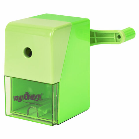 Точилка механическая ЮНЛАНДИЯ "Пастель", для чернографитных и цветных карандашей, корпус зелёный, 272000