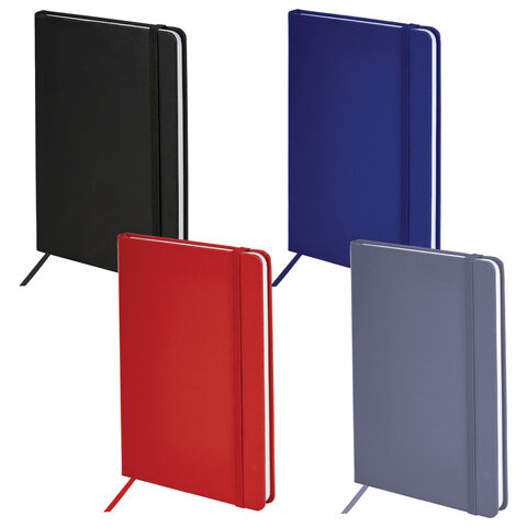 Блокнот А5 138x213 мм, BRAUBERG "Basic", под кожу, 80 л., клетка, АССОРТИ 4 ЦВЕТА, CLASSIC, 116231