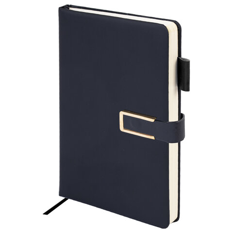 Ежедневник недатированный, А5, 143х210 мм, BRAUBERG "Dainty", под кожу, магнитная застежка, 160 л., черный, 117141