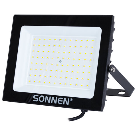 Прожектор светодиодный 100 Вт, 6500 К, 8000 Лм, 100 м2, IP65, 250x178x27 мм, черный, SONNEN, 238415