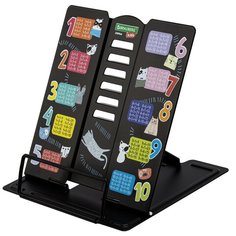 Подставка для книг BRAUBERG KIDS mini, "Cats", с таблицей умножения, регулируемый угол наклона, металлическая, 238966