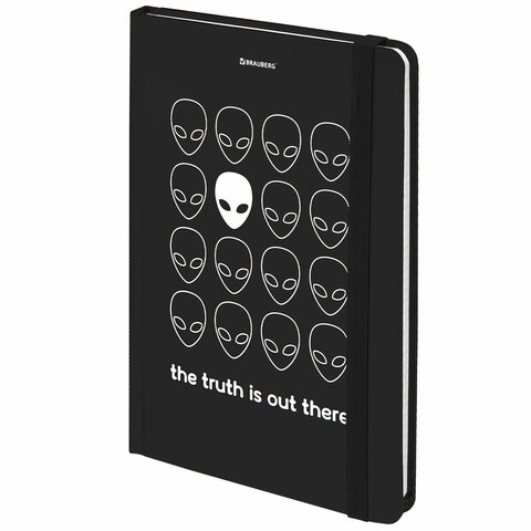 Блокнот с резинкой в клетку 96 л., А5, 145х203 мм, твердая обложка, BRAUBERG, "Aliens", 113722