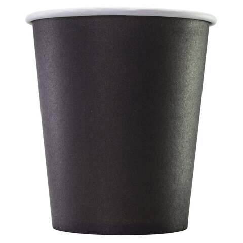 Стакан одноразовый бумажный 250/280 мл, D 80 мм, КОМПЛЕКТ 50 шт., однослойный, ЧЕРНЫЙ, холодное/горячее, ФОРМАЦИЯ, HB80-280-0458