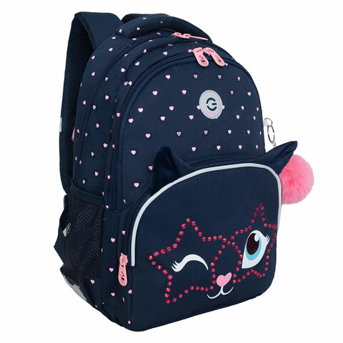 Рюкзак GRIZZLY школьный, анатомическая спинка, 2 отделения, для девочек, "WINK", 40х27х20 см, RG-460-6/4