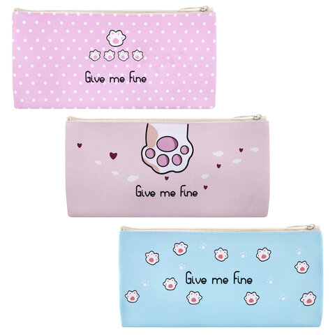 Пенал-конверт ПИФАГОР, 1 отделение, ПВХ, ассорти "Pawesome", 22х10 см, 273825